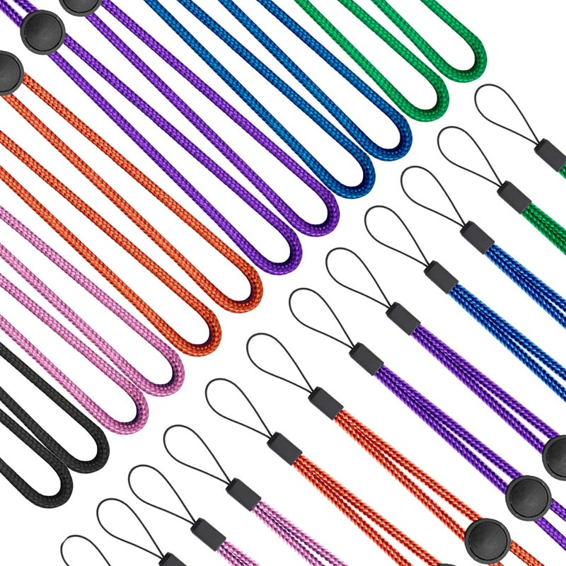 YOUOWO Wrist Lanyard 6 Colours Adjustable Length,Small Strap 12 Pcs Short Lanyard For Keys Phone Cases Keychain USB,Pink,Green,Blue,Orange,Purple,Black - Image 4